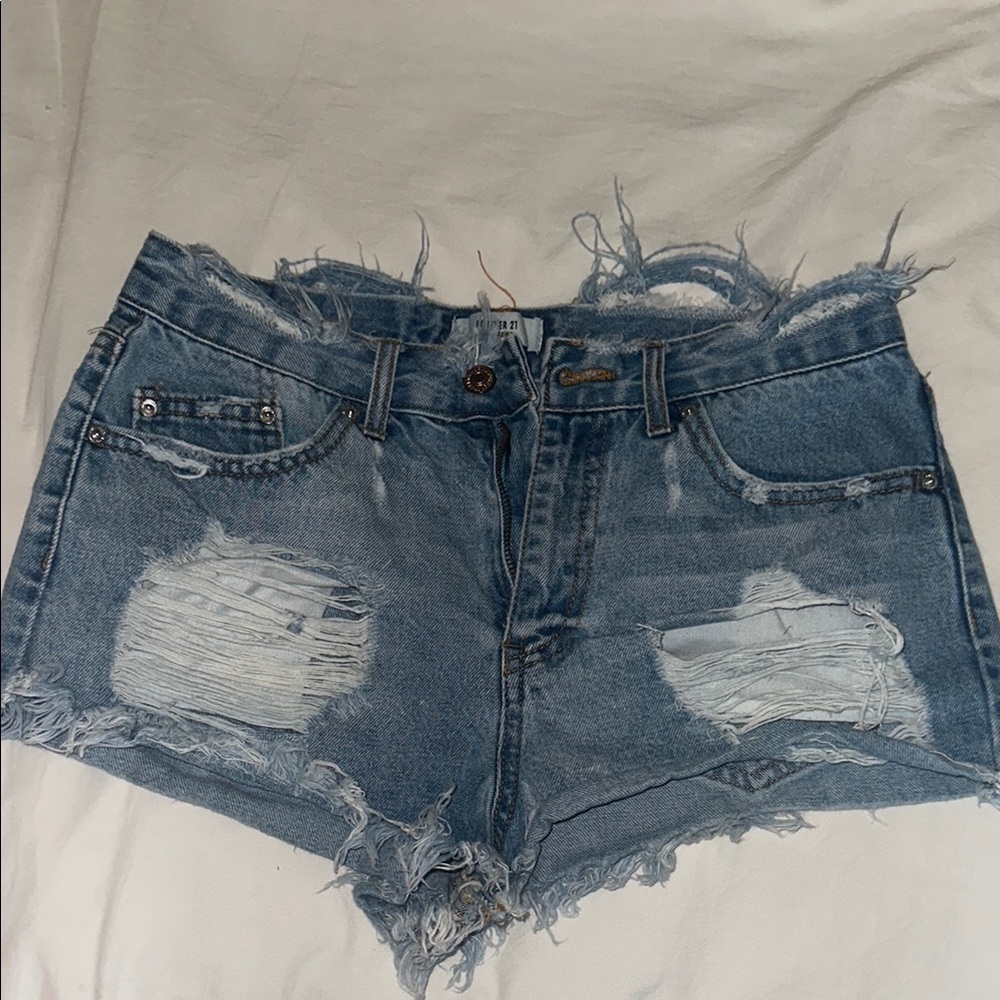 Distressed Blue Denim Shorts